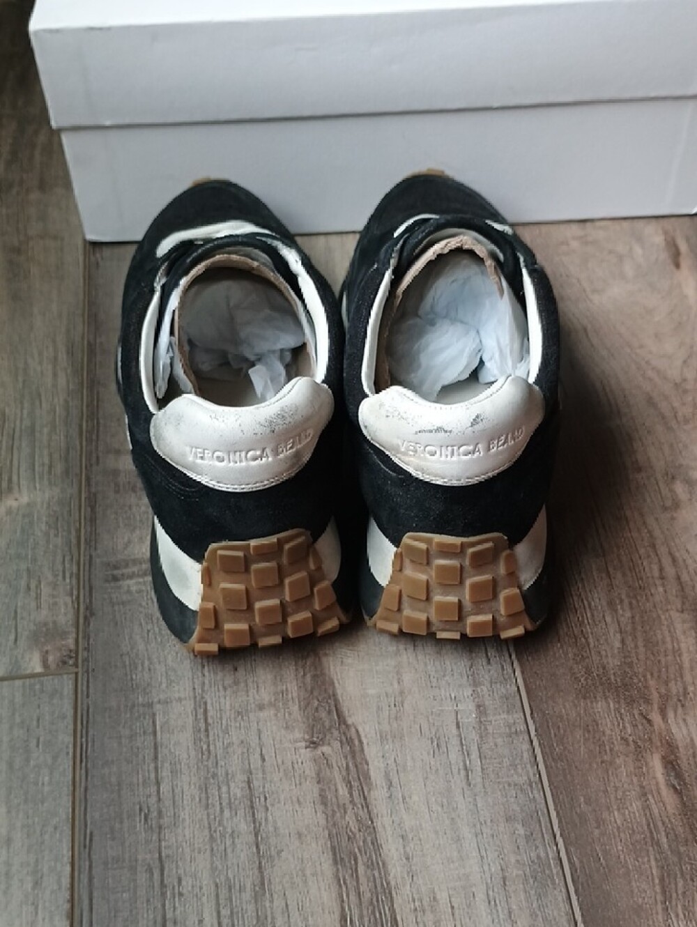 Veronica Beard Black and White Suede & Leather Sneakers - Picture 4 of 9